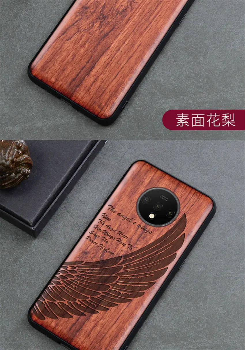 Резной деревянный ящик для OnePlus 7T One Plus 7T противоударный чехол TPU бампер чехол для OnePlus 7t Pro Чехол деревянная оболочка OnePlus 1+ 7t