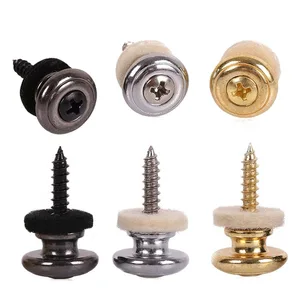 2 шт. хромированный медный ремешок для гитары замки грибы головки гитары Бас ремень замки штифты ремень кнопки для пряжки серебристыйчерныйсеребристый