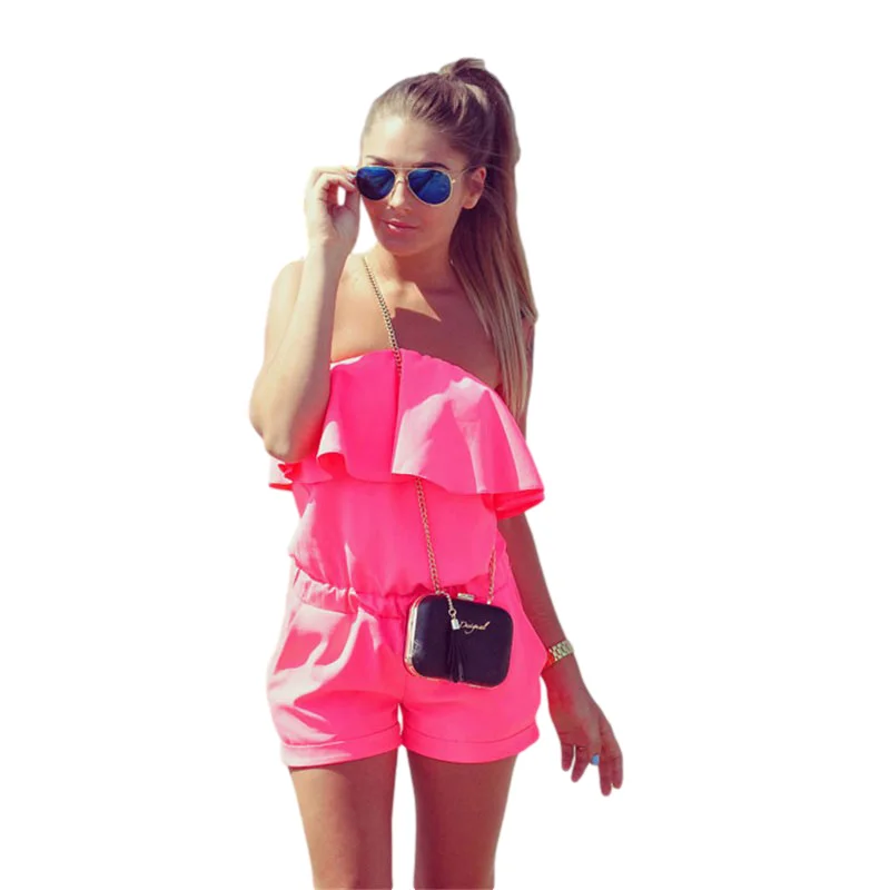 

ТРУБА Топ гофрированная Роба сексуальное однотонное на лямке костюм пляжного типа без рукавов с открытой спиной Короткие брюки летние женс...