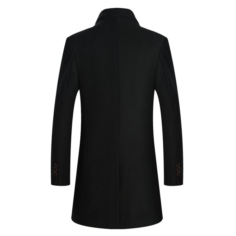 

Winter 2020 Autumn New Men's Wool Coat Business Fashion Solid Color Slim Fit Thick Long Jacket Male Brand Red Wine Overcoat