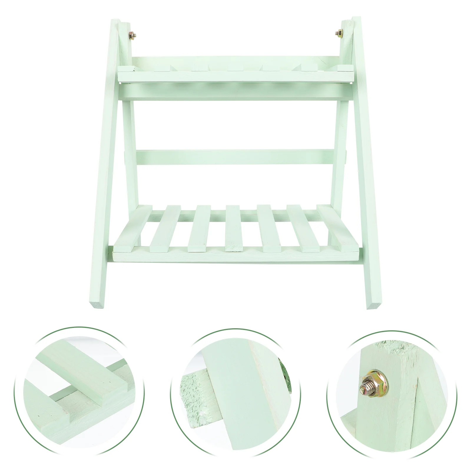

1Pc Succulent Flower Pot Stand Wooden Green Plant Shelf for Balcony Garden