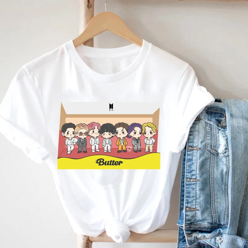 

Cute Cartoon Kpop Boy Band T Shirt Women Clothes Korean Fashion TShirt Harajuku Kawaii Graphics Short Sleeve Women Summer Tops