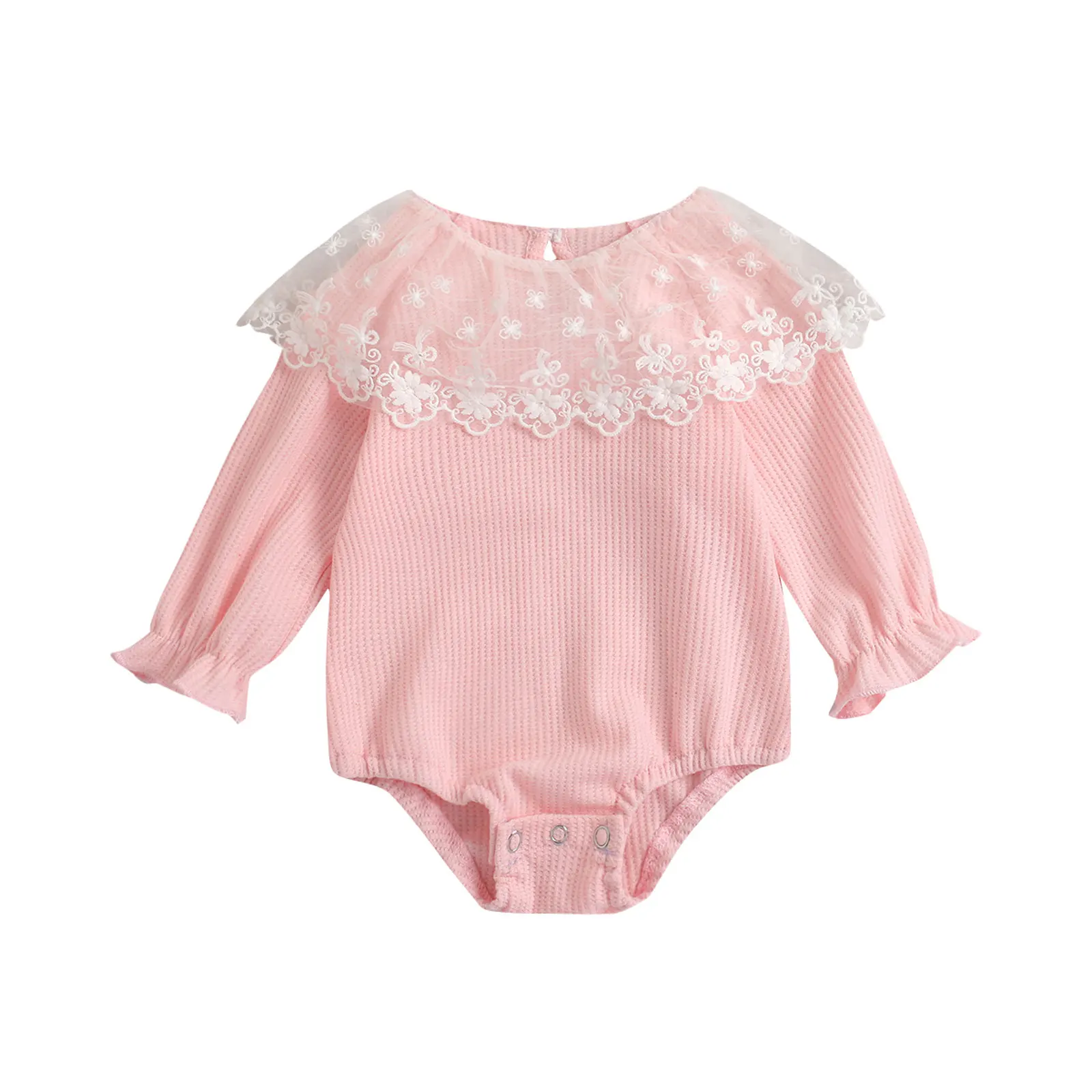 

Newborn Floral Lace Ruffle Playsuit Baby Girls Cute Long Sleeve Round Neck Romper