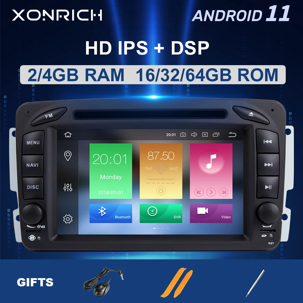 2 Din Android 11 автомобильный DVD мультимедийный плеер для W203 Mercedes Benz Vito W639 W168 Vaneo Clk W209 W210