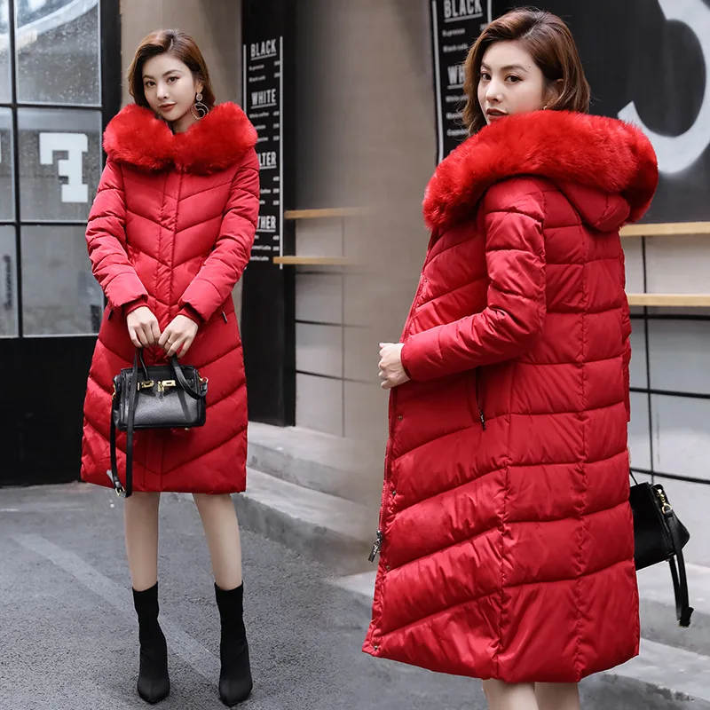 2023 New Arrival Women Winter Jacket With Thicken Fur Hooded Warm Female Long Parka Padded Coat High Quality