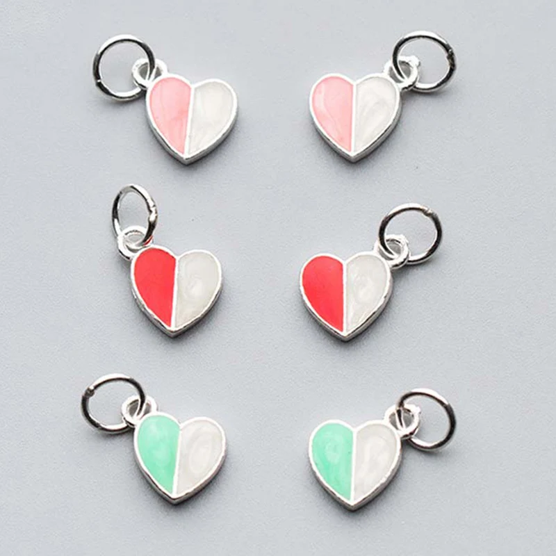 925 стерлингового серебра Макарон цвет сладкий сердце Подвески 8 мм
