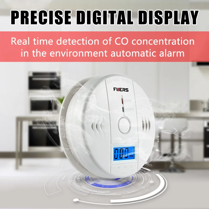FUERS 85 дБ детекторы угарного газа ЖК дисплей фотоэлектрический независимое