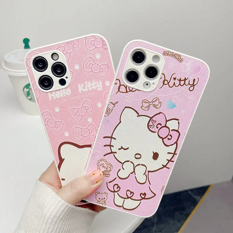 

Hello Kitty Phone Case for iPhone 7/8P/X/XR/XS/XSMAX/11/12Pro/12mini Phone Cute Cartoon Embossed Case Cover
