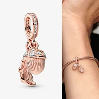 925 sterling silver charm rose gold acorn and falling leaves pendant fit pandora women bracelet necklace diy jewelry