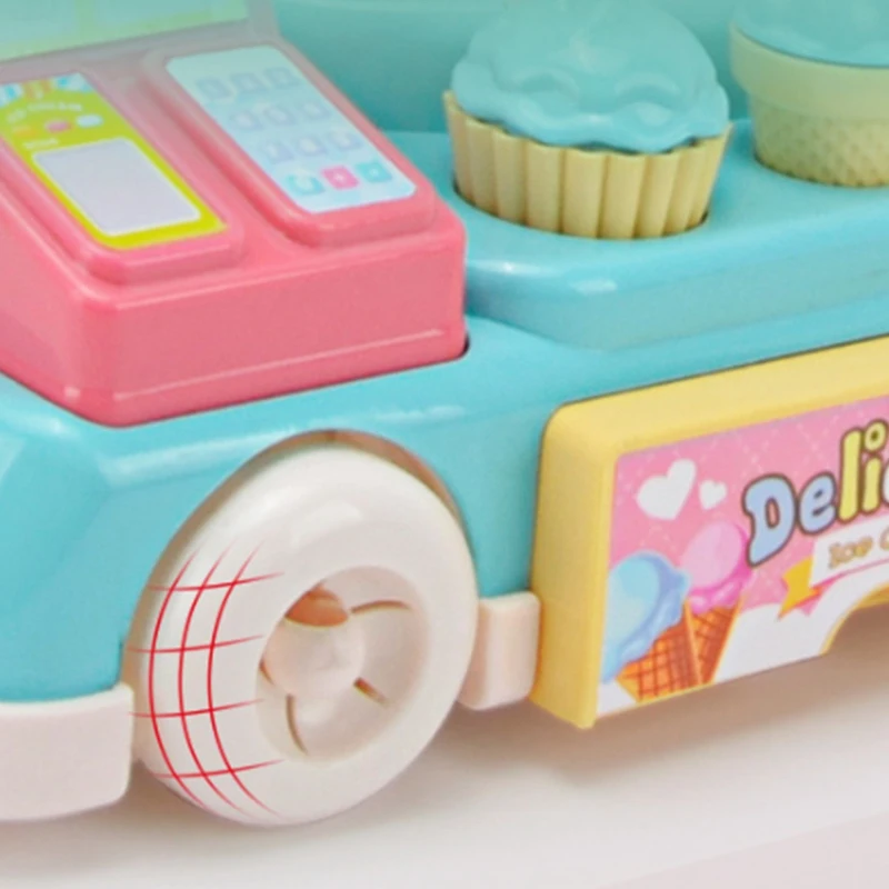 

Children Play House Toys Electric Sound and Light Music Candy Ice Cream Fast Food Cart Trolley Toy