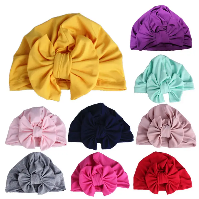 New Newborn Toddler Kids Baby Boy Girl Turban Cotton Bowknot Candy Color Solid Warm Beanie Hat Hospital Winter Cap | Детская одежда и