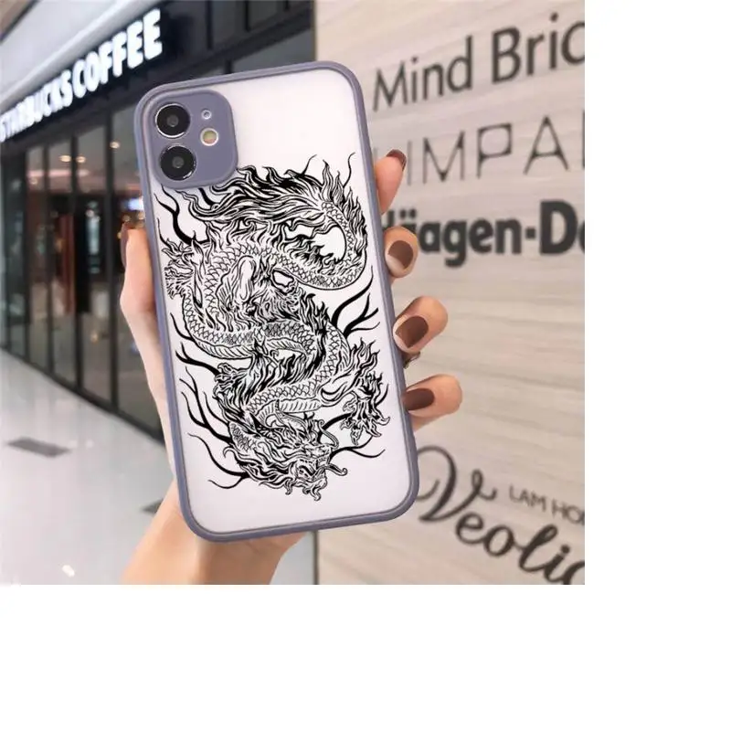 

dragon animal original art cartoon Phone Case Matte Transparent for iPhone 7 8 11 12 s mini pro X XS XR MAX Plus cover funda