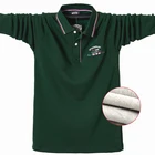 Рубашка поло Повседневная теплая термальная рубашка поло мужская с длинным рукавом рубашка поло 2021 новая зимняя хлопковая вышивка размера плюс футболки 5XL