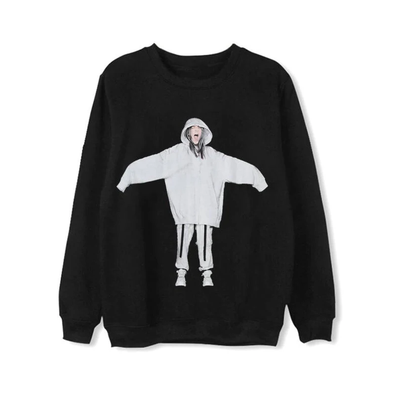 Певица Билли эйлиш Толстовка официальная поддержка с длинными рукавами круглым