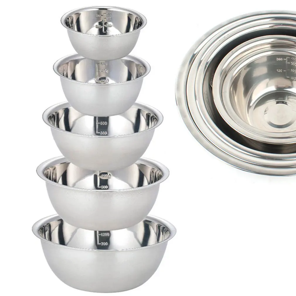

1Set Stainless Steel Mixing Bowls Set of 5 Non Slip Nesting Whisking Bowls Set Mixing Bowls For Salad Cooking Baking