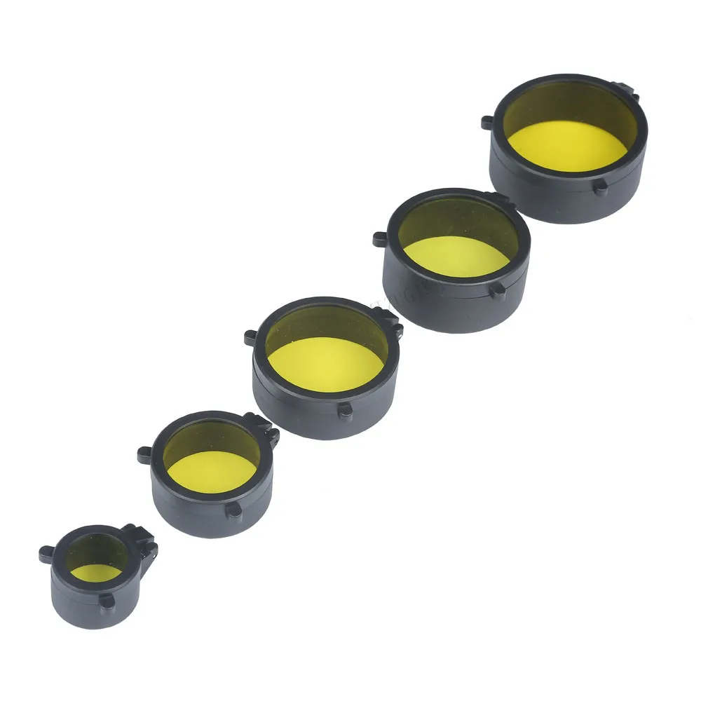 Transparent Rifle Scope Cover Protection 30mm-69mm Lens Flip Up Quick Spring Cap Yellow Objective Lense Lid Hunting | Спорт и