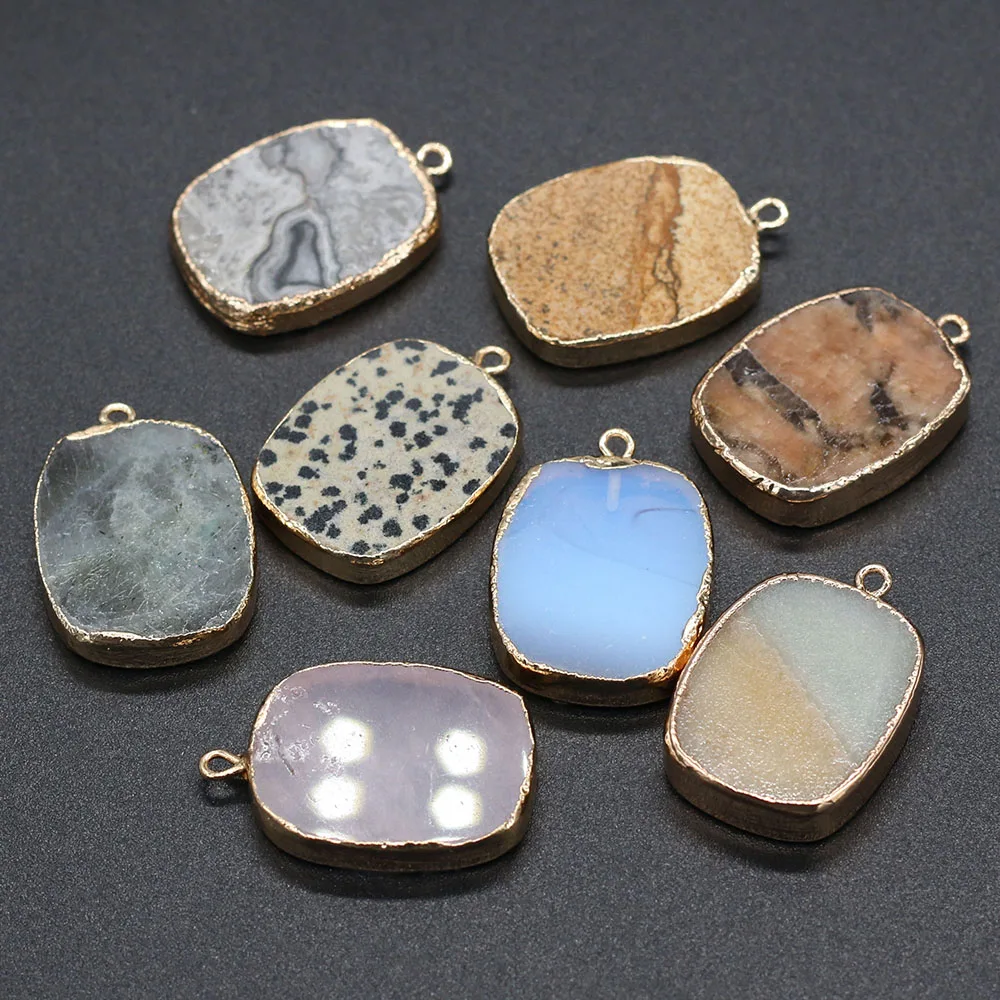 3 шт., квадратные подвески из розового кварца для ювелирных изделий, 22 х32 мм