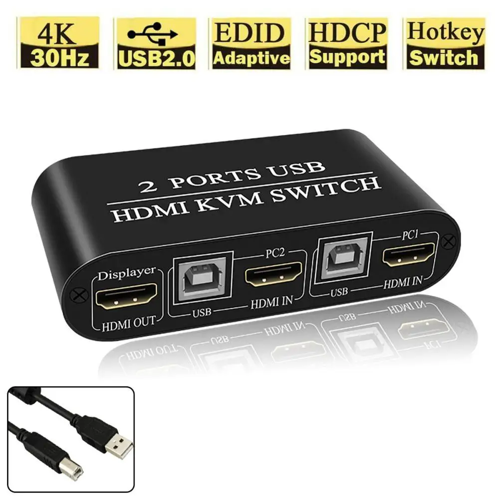 Переключатель HMDI KVM 2 порта USB Ultra HD 2x1 DP Hub UHD 4K @ 30 Гц в 1 переключатель горячей