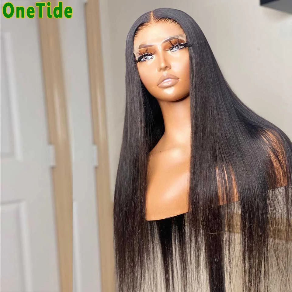 ONETIDE PrePlucked Lace Wig Wholesale 30 Inch Long Bone Straight Lace Front Wig Brazilian Human Hair Lace Frontal Wigs For Women