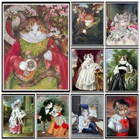 diy 5d full square drills diamond painting cat portrait with flowers embroidery handwork art gift cross stitch kit home decor