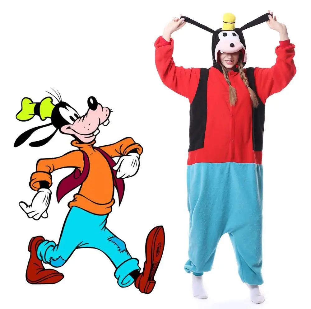goofy dog Новые костюмы для косплея для женщин и мужчин, Розовая пантера, кролик, попугай, ежик, пижама в стиле супергероя, Комбинезоны из флиса, вечерние платья на Хэллоуин - Цвет: goofy dog