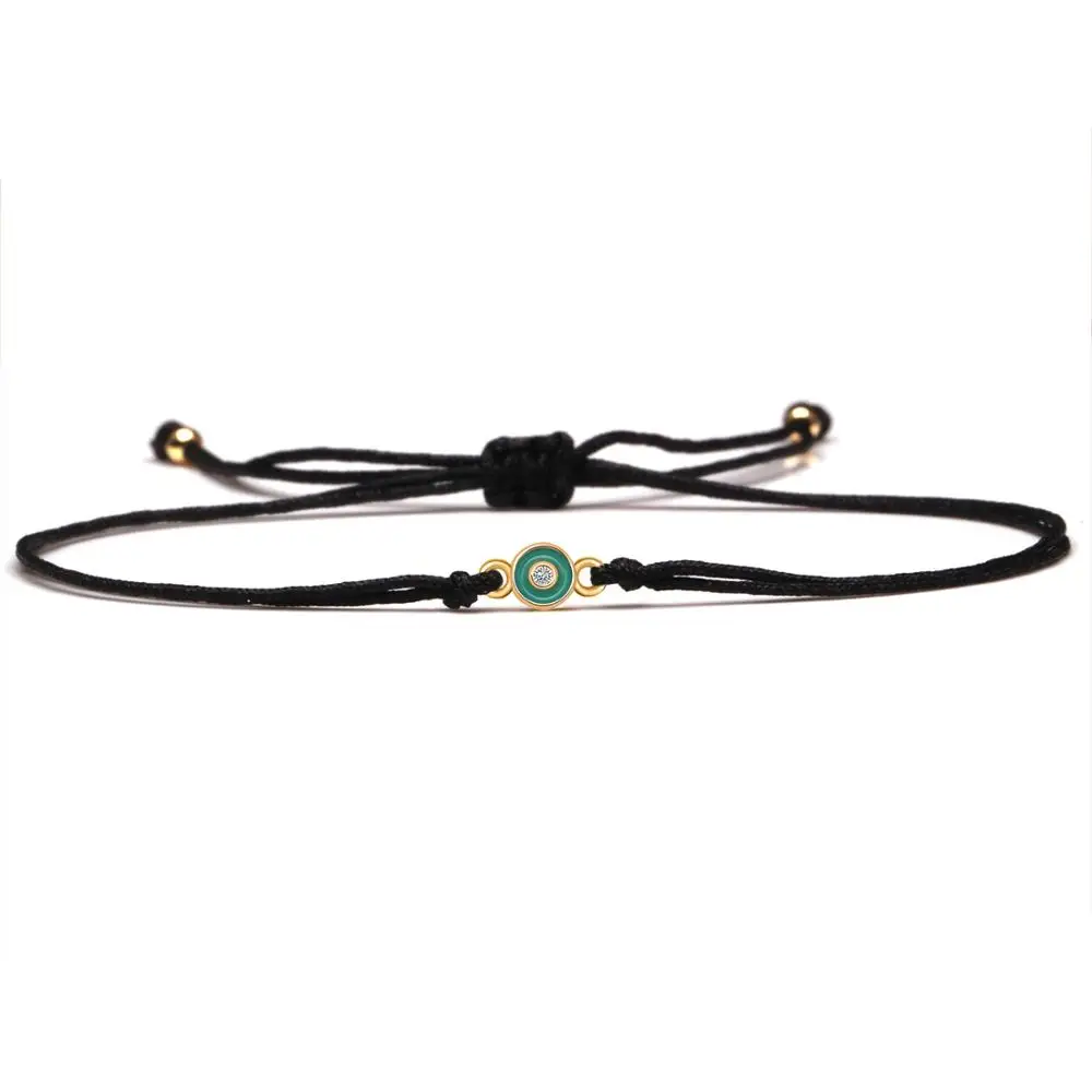 Сияющий браслет с чарующим зеленым глазом AAA CZ Stone - удачный оберег для женщин и девочек, самый модный, простой, миниатюрный, милый, круглый, красный браслет из красной нити ювелирных изделий.