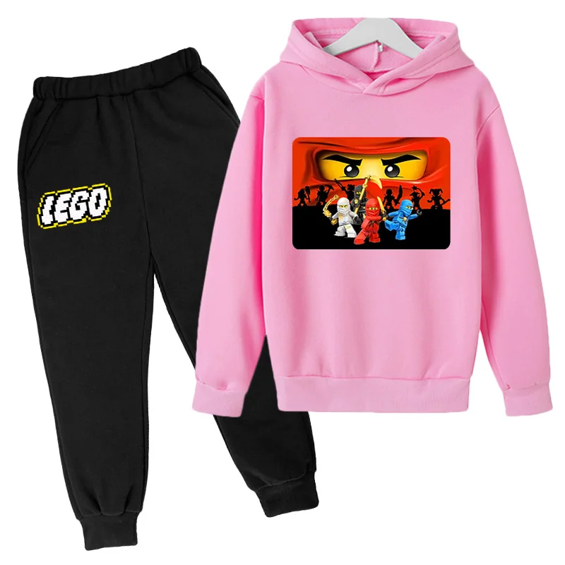 

Pelcula de 2021 Sudadera con capucha de dibujos animados con estampado de Lego + pantalones 2 juegos de sudadera con capucha de