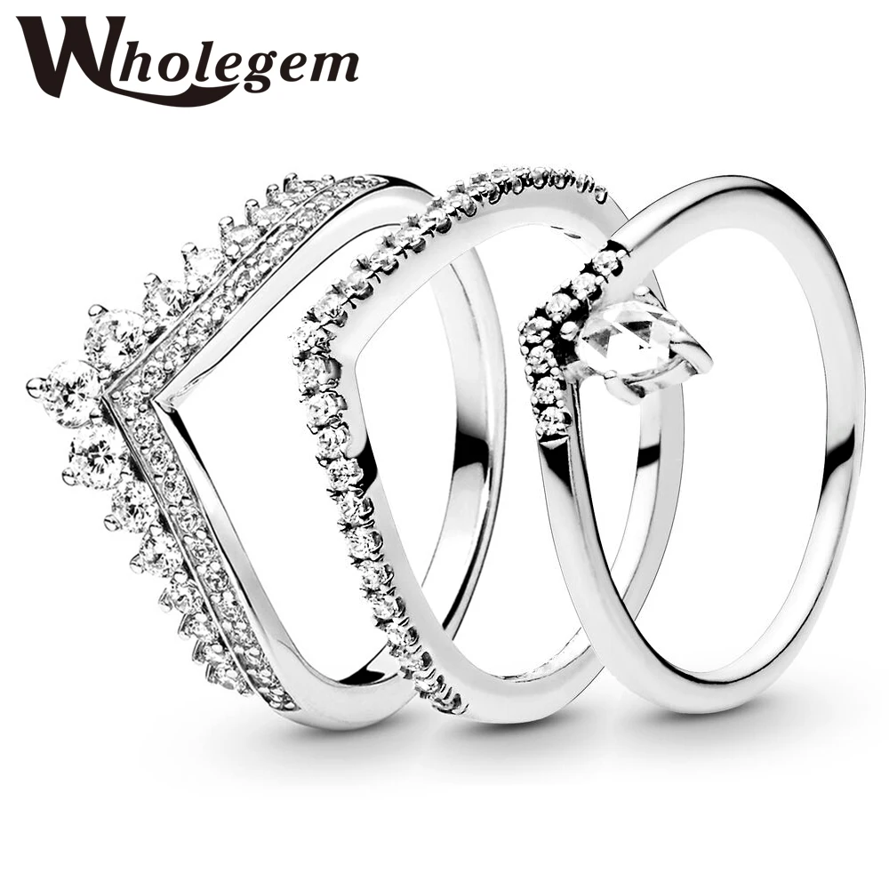 

WHOLEGEM Trendy Crown Rings For Women Creative Design High Quality Exquisite Zircon Wedding Engagement Jewelry Girlfriend Gift