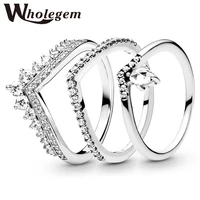 wholegem trendy crown rings for women creative design high quality exquisite zircon wedding engagement jewelry girlfriend gift