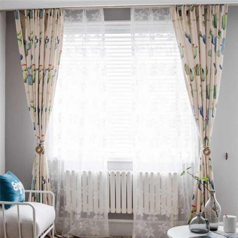 

Modern European Style Blackout Curtain for Living Room Bedroom Kitchen White Sheer Voile Window Treatments