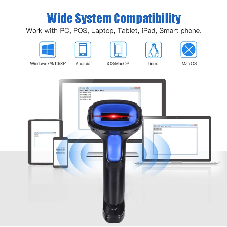 

YHDAA Bluetooth Barcode Scanner 2.4G Wireless USB 3-in-1 CCD Cordless Bar Code Reader 1D for Computer and Android iOS Phone