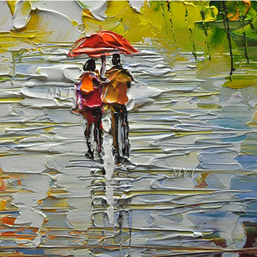 Дерево и любовник ручная роспись Экстра большая Абстрактная живопись