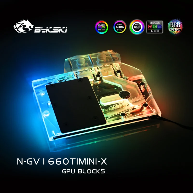 Bykski полное покрытие GPU радиатор водяного охлаждения RGB блок для GIGA GTX1660TI мини ITX OC N