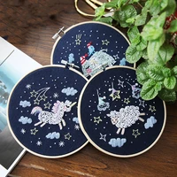diy star series embroidery materials package cute cartoon sleeping animal embroidered accessories kit craft room deco