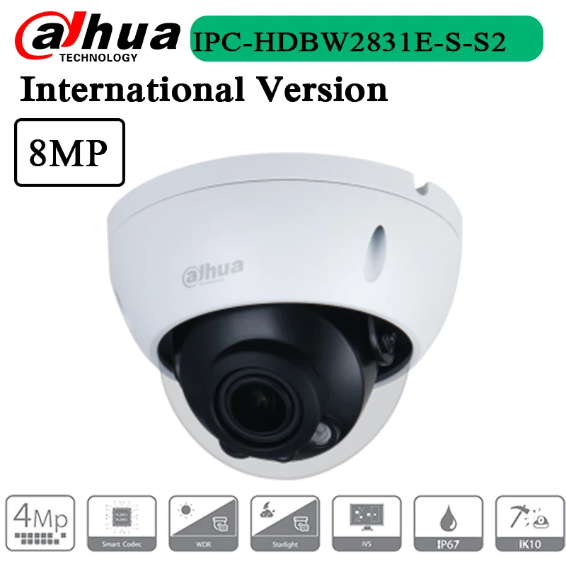 

Free Shipping 8MP Lite IR Fixed-focal Dome Network Camera IPC-HDBW2831E-S-S2