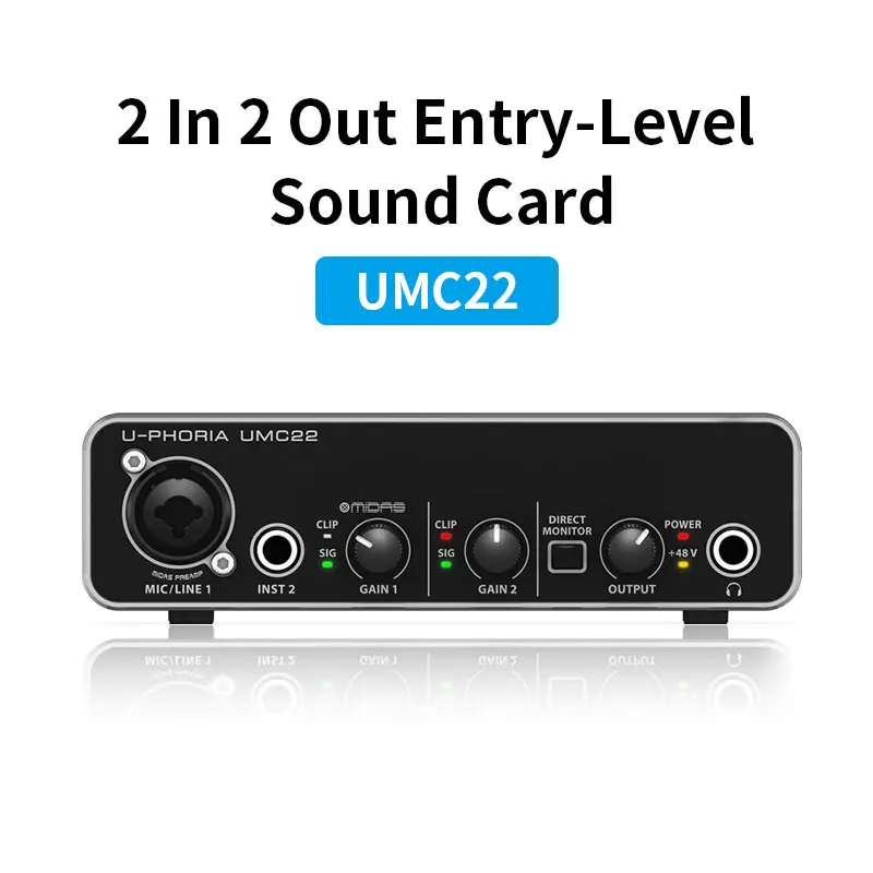 

Внешняя звуковая карта для BEHRINGER UM2 USB, профессиональная запись в реальном времени на гитарном компьютере