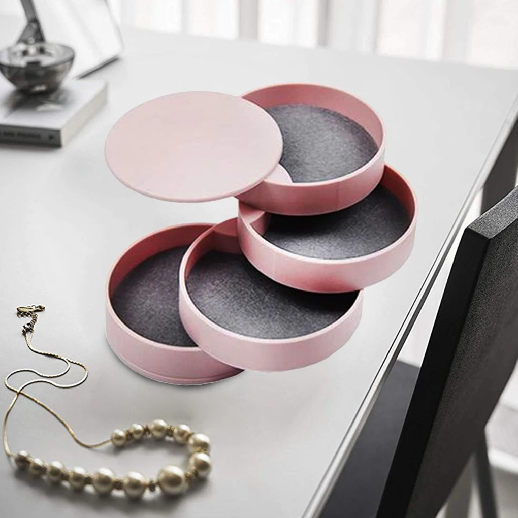 

360 Degree Round Rotating Jewelry Box Women Jewelry Storage Box Multi Layer Rings Necklace Earrings Organizer Bracelets Holder