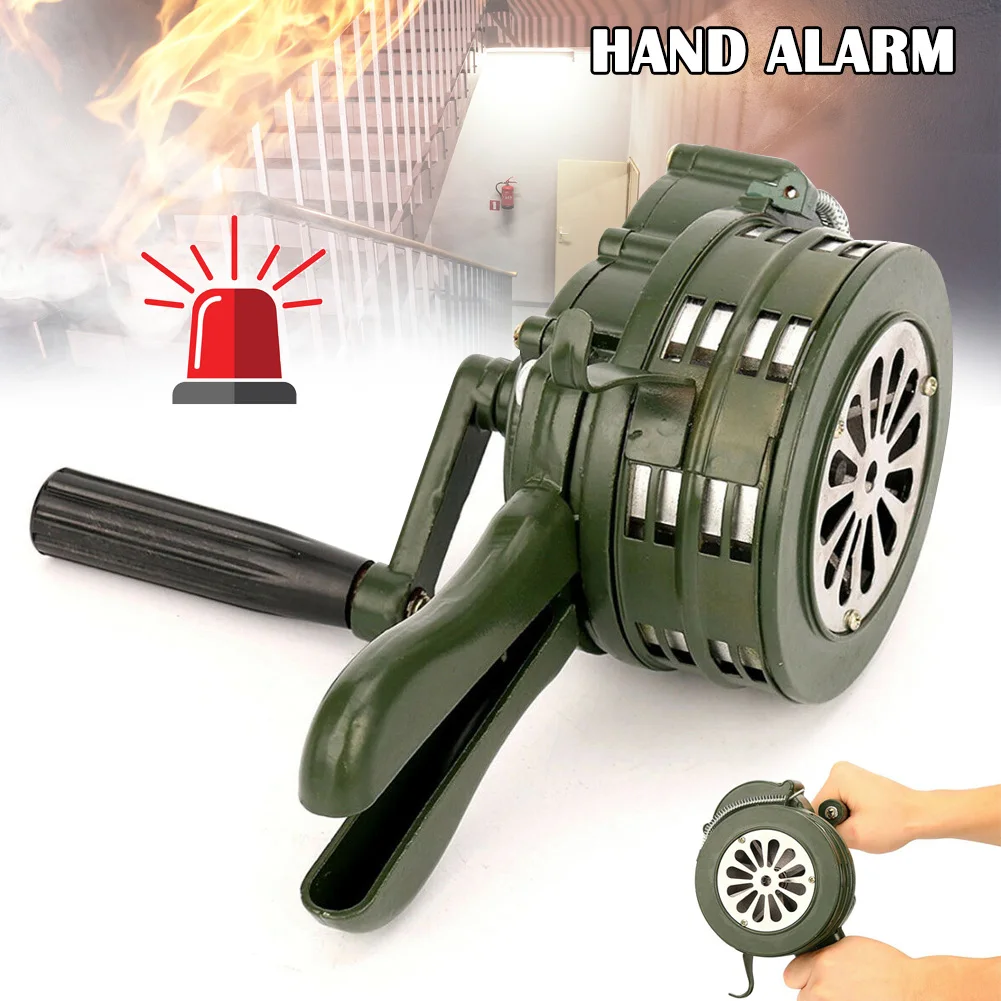

Hand Crank Siren Portable Manual Operated Metal Alarm 110dB Handheld Fire Alarm Air Raid Siren Horn for Home can CSV can CSV