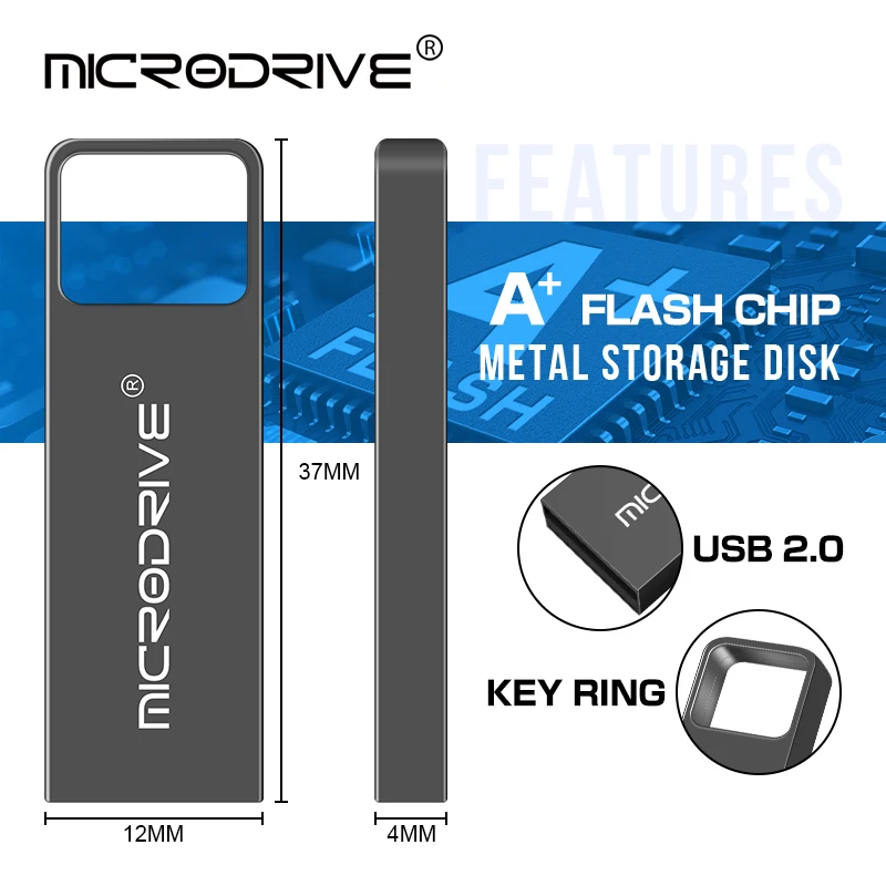 Водонепроницаемый usb флеш-накопитель 4 GB/8 GB/16 GB/32 GB/64 GB металлическая карта pendrive карта памяти приводы u диск Media Player с кольцом для ключей