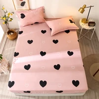 3 pcs fitted sheets heart shaped pattern bed sheet reactive printed bedspread twinfullqueenking size bedding mattress cover