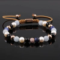 high quality 6mm mix natural stone beaded women jewelry friendship adjustable bead bracelet