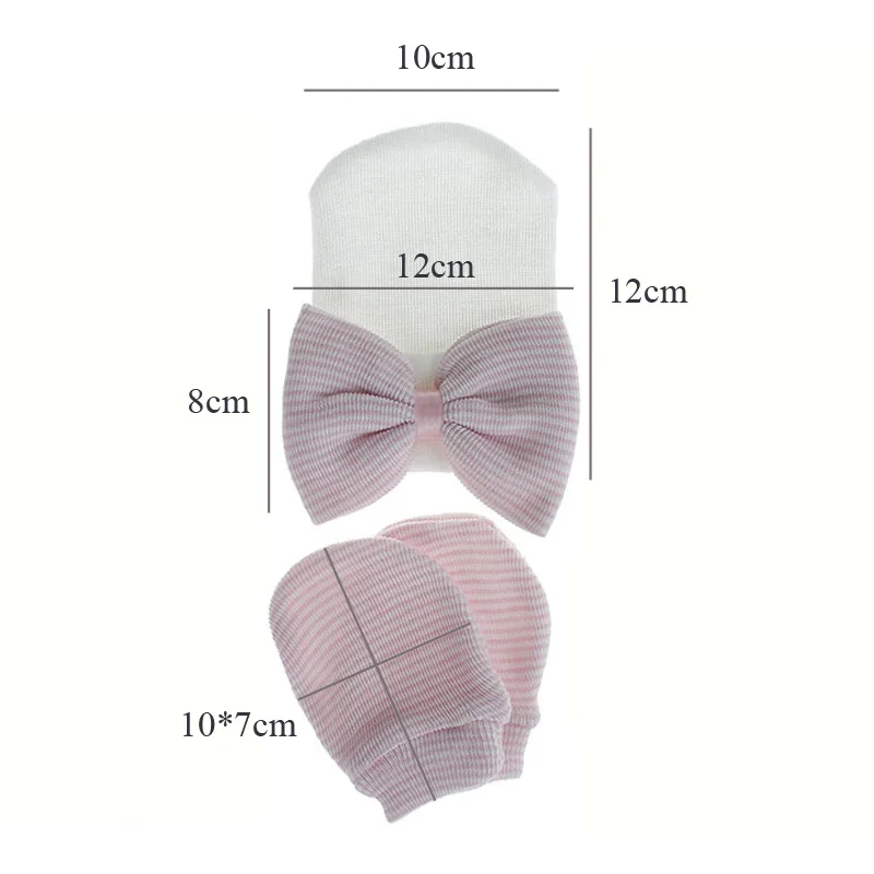 Big Bow Newborn Beanie Baby Hat for Girls Boys Spring Autumn Winter Baby Cap Soft Infant Bonnet Hat Gloves Set 10 Colors
