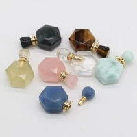 natural stone perfume bottle pendant rose quartzlemon jadgreen angelblue aventurine for jewelry making diy necklace accessory