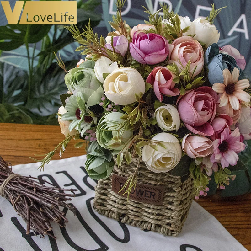 28 см шелковые розы невесты Букет Искусственный цветок для дома Свадебные