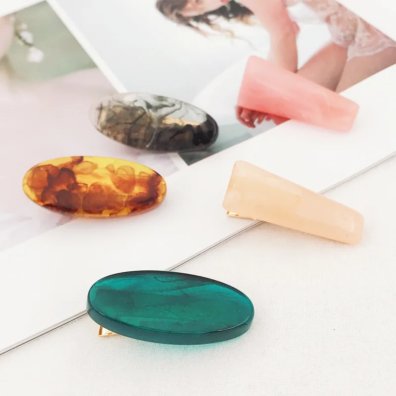 2PCs/Set Women Girl Cute Acetate Small Rectangle Oval Hairpin Headwear Hair Clip Barrette Headband Fashion Accessories 2019 on - 2 штуки/набор Женщины Девушки Милые Ацетатные Маленькие Прямоугольные Овальные Заколки для Волос Головные Уборы Аксессуары 201