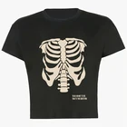 Женский короткий топ с принтом скелета Y2K, Винтажная футболка, уличная Готическая футболка в стиле Харадзюку, женская футболка в стиле хип-хоп с коротким рукавом