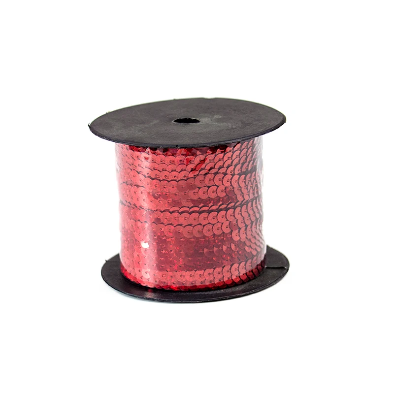 

100Yard6mm Laser Spangle Sequins Ribbon Trim Sewing Paillette Flat Round Roll Crafts Clothing Decorative Accessories Sequin Trim