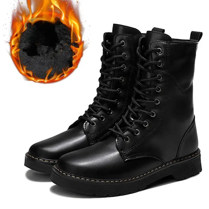 Высокие мужские ботинки из натуральной кожи Зимние ботильоны обувь в британском