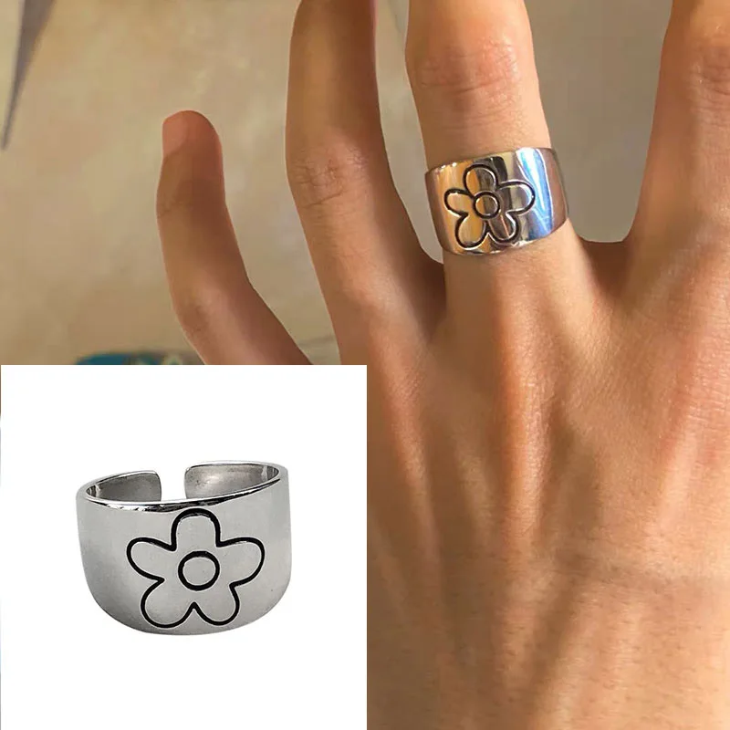 

2020 Vintage Cold Wind Open Finger Rings for Women Girl Punk Hip Hop Wide Opening Adjustable Ring Statement Party Jewelry Gift