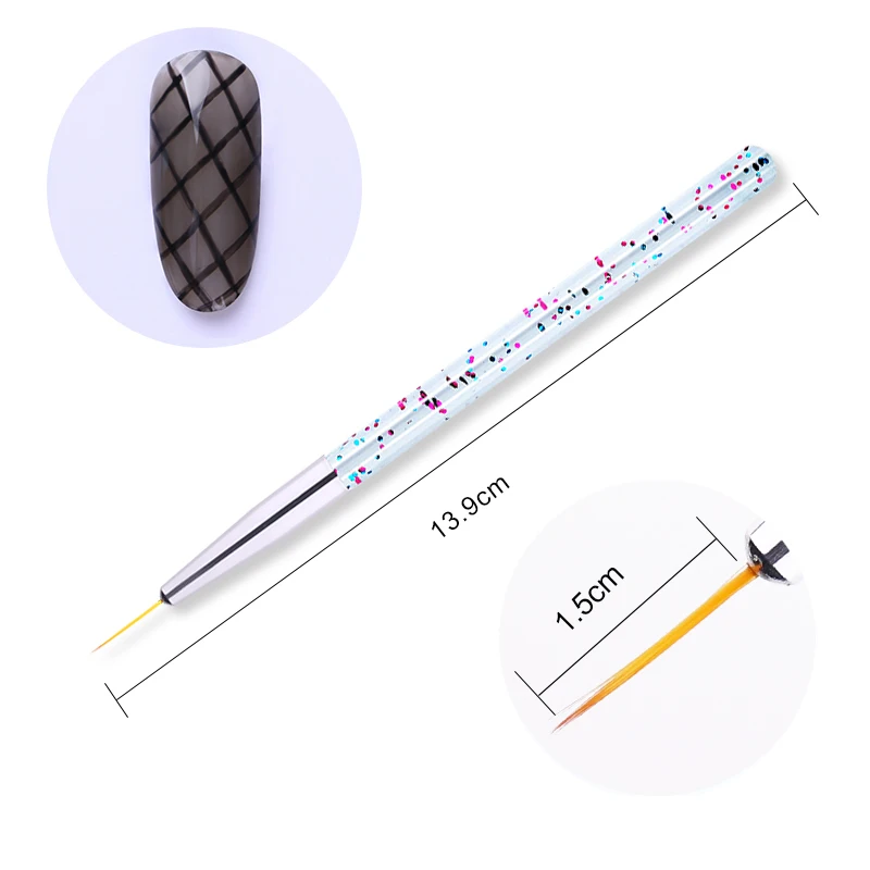 3 Pcs/Set Liner Brush Nail Accessories Drawing UV Gel Pen Painting Glittering Colorful Sequins Clear Handle Art Tools | Красота и